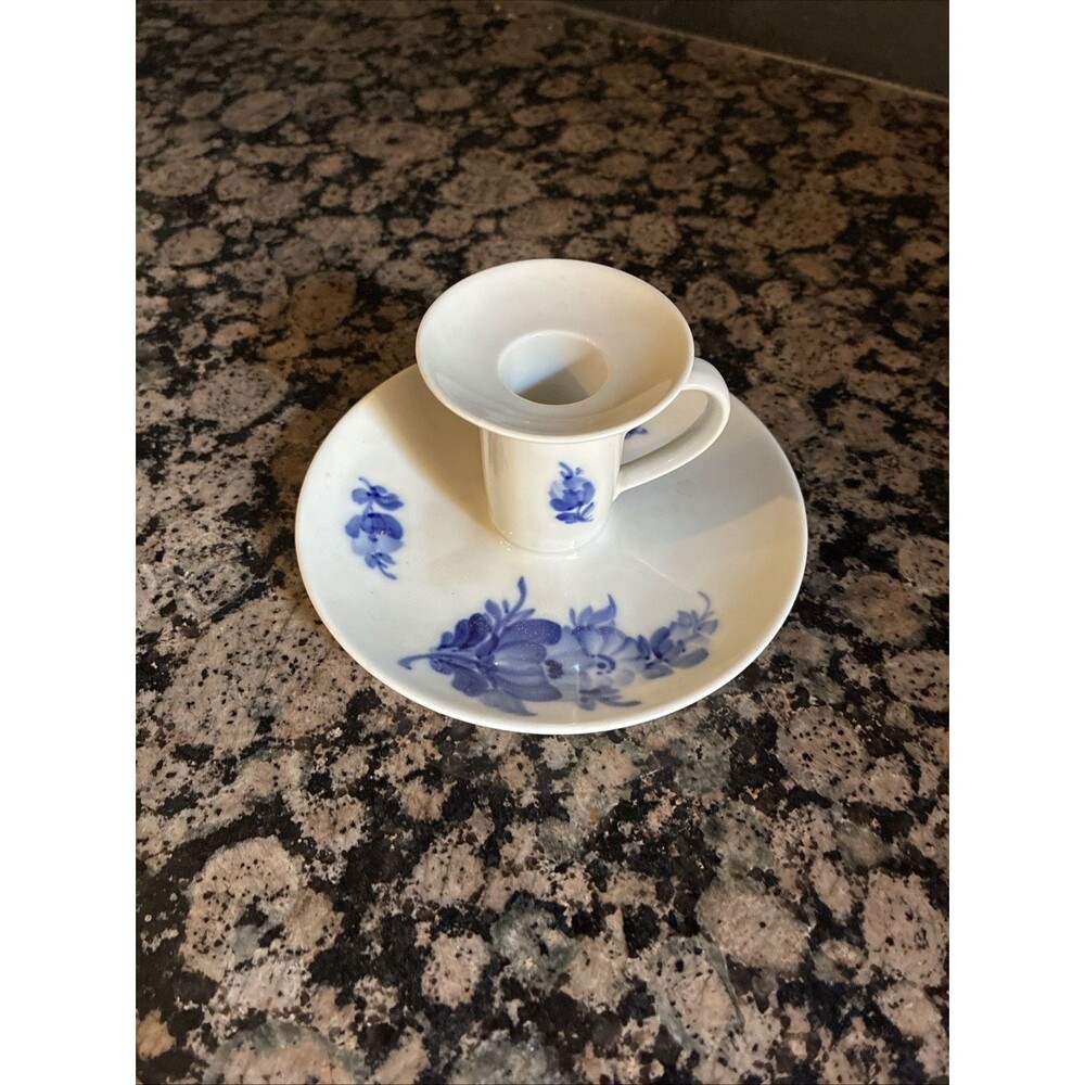 Royal Copenhagen Blue Flower Plain Chamber Candlestick 10/2307 Vintage 1980